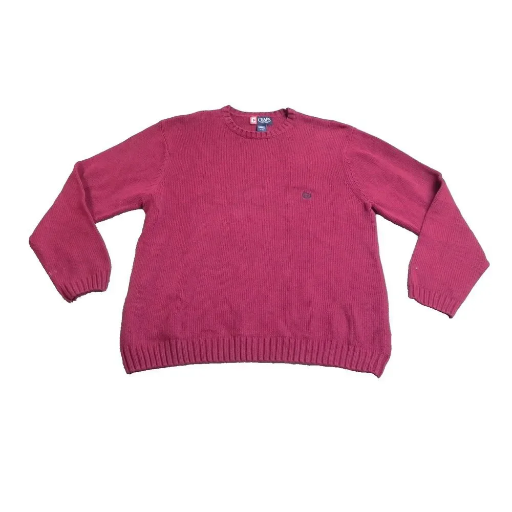 CHAPS Sweater Adult Large Maroon Cable Knit Crest Logo Outerwear Pullover Mens‎